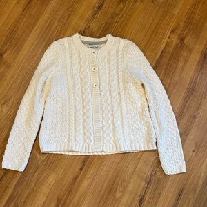 Lands' End Ivory Cable Knit Cardigan